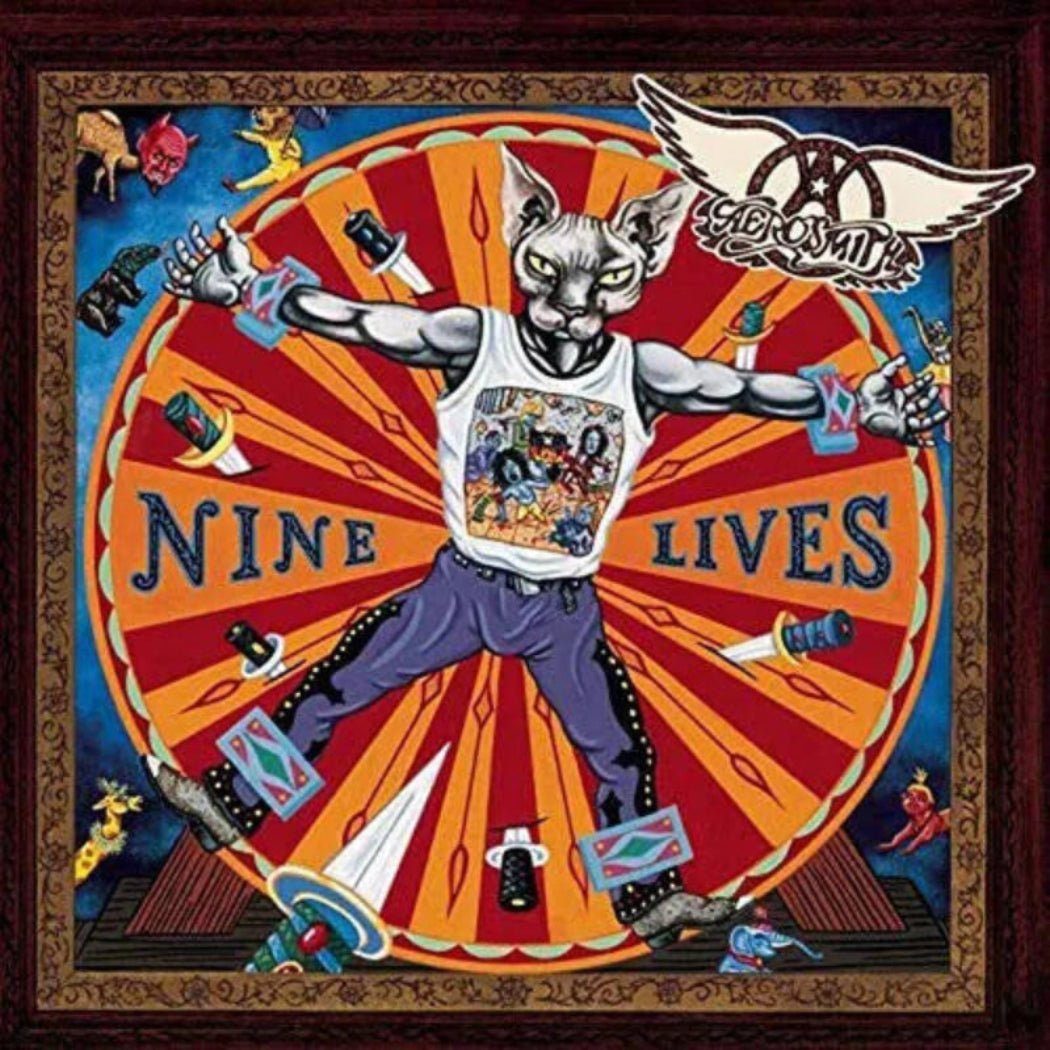 Aerosmith Nine Lives remastered album cover featuring 1997 rock artwork

