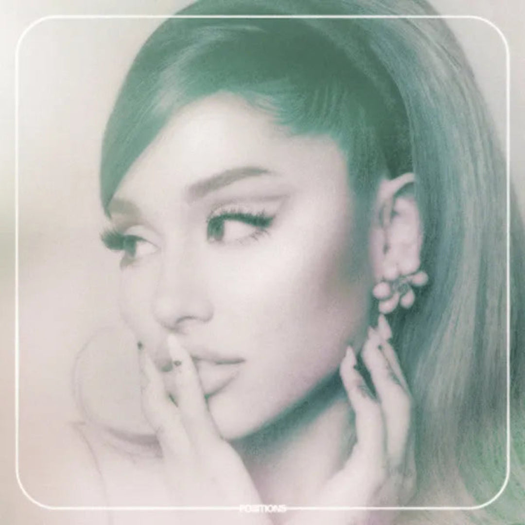 Ariana Grande Positions album cover featuring the singer in soft vintage-inspired tones.