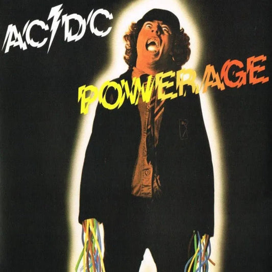 AC/DC Powerage gold vinyl LP with AC/DC 50 artwork 50th anniversary print