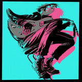 Artwork of Gorillaz The Now Now CD featuring vibrant neon colours and animated band imagery