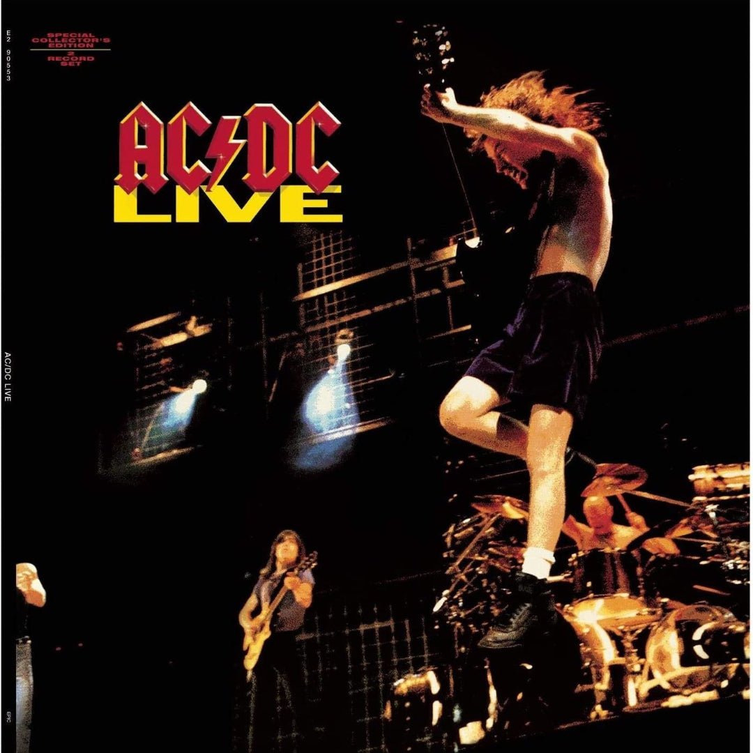 AC/DC Live gold coloured vinyl double LP with AC/DC 50 anniversary artwork