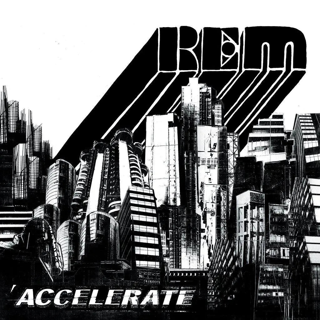 R.E.M. Accelerate 2008 LP on 180g black vinyl with printed insert.