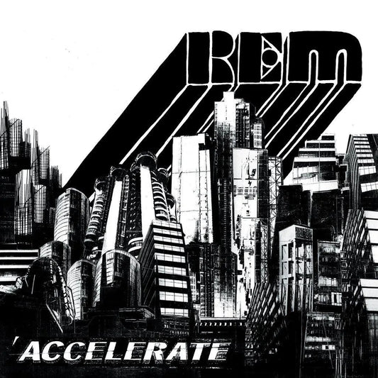 R.E.M. Accelerate 2008 LP on 180g black vinyl with printed insert.