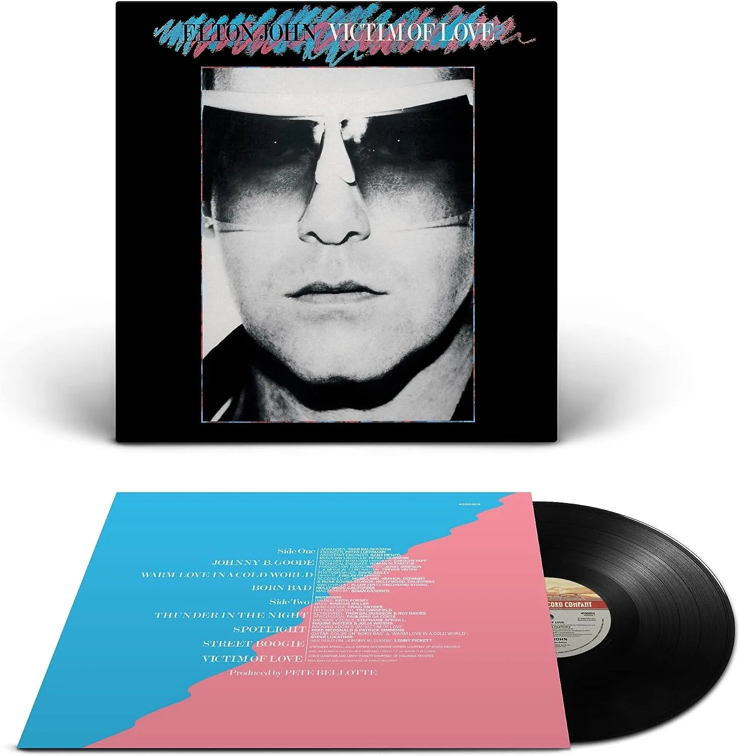 Cover art for Elton John Victim Of Love, a cult disco-era LP reissue on vinyl