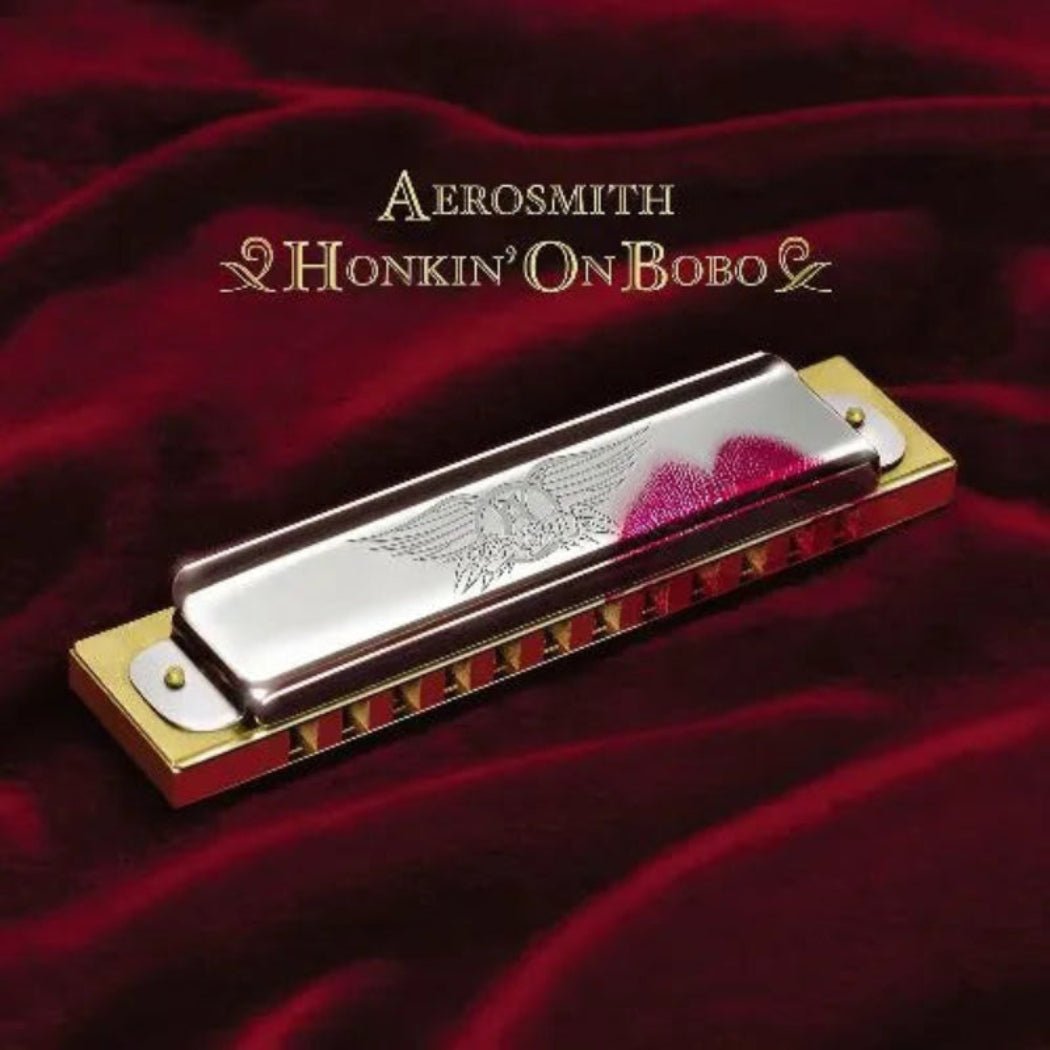 Aerosmith Honkin’ On Bobo remastered album cover featuring blues artwork

