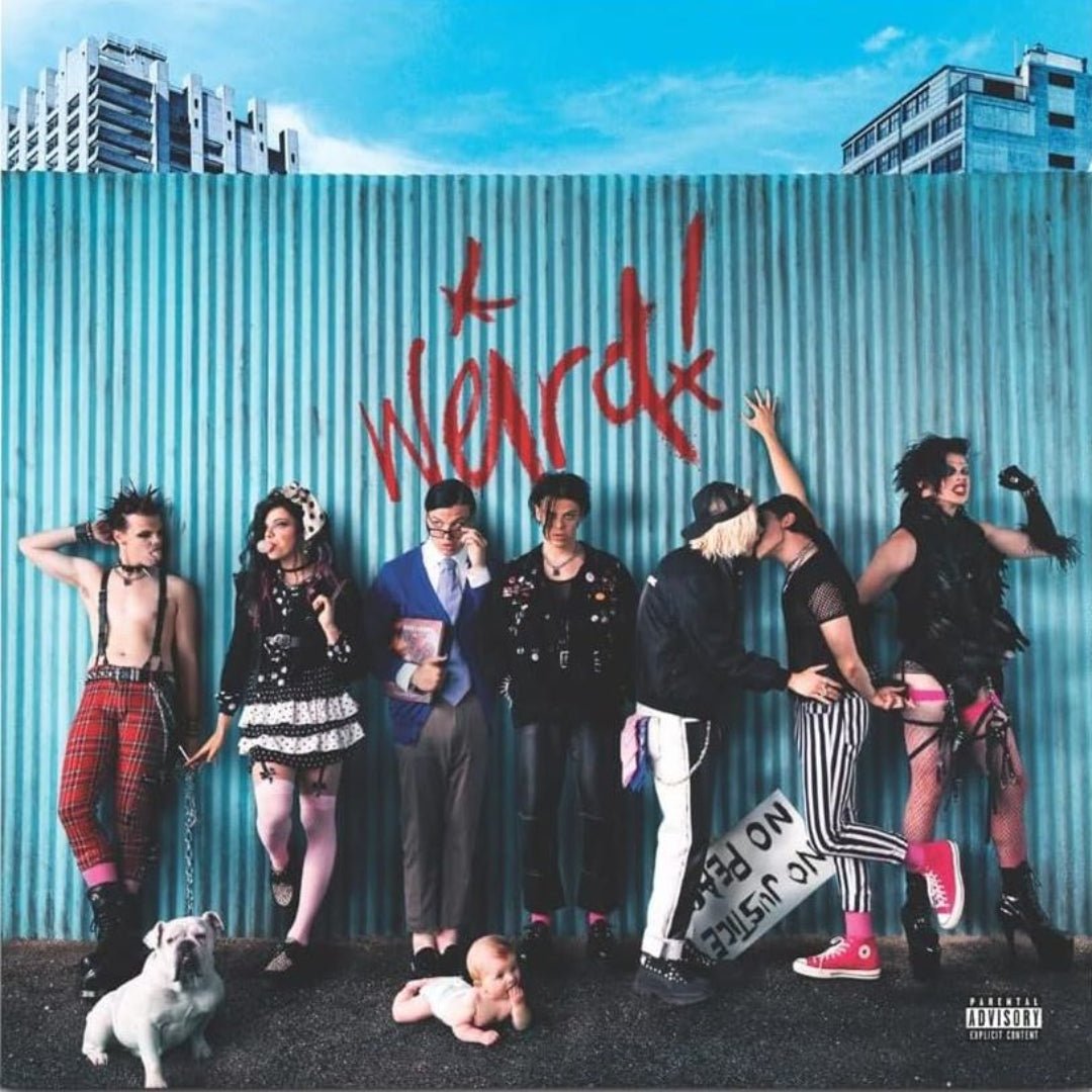 Cover art of YUNGBLUD’s Weird! album featuring vibrant colors and edgy design.