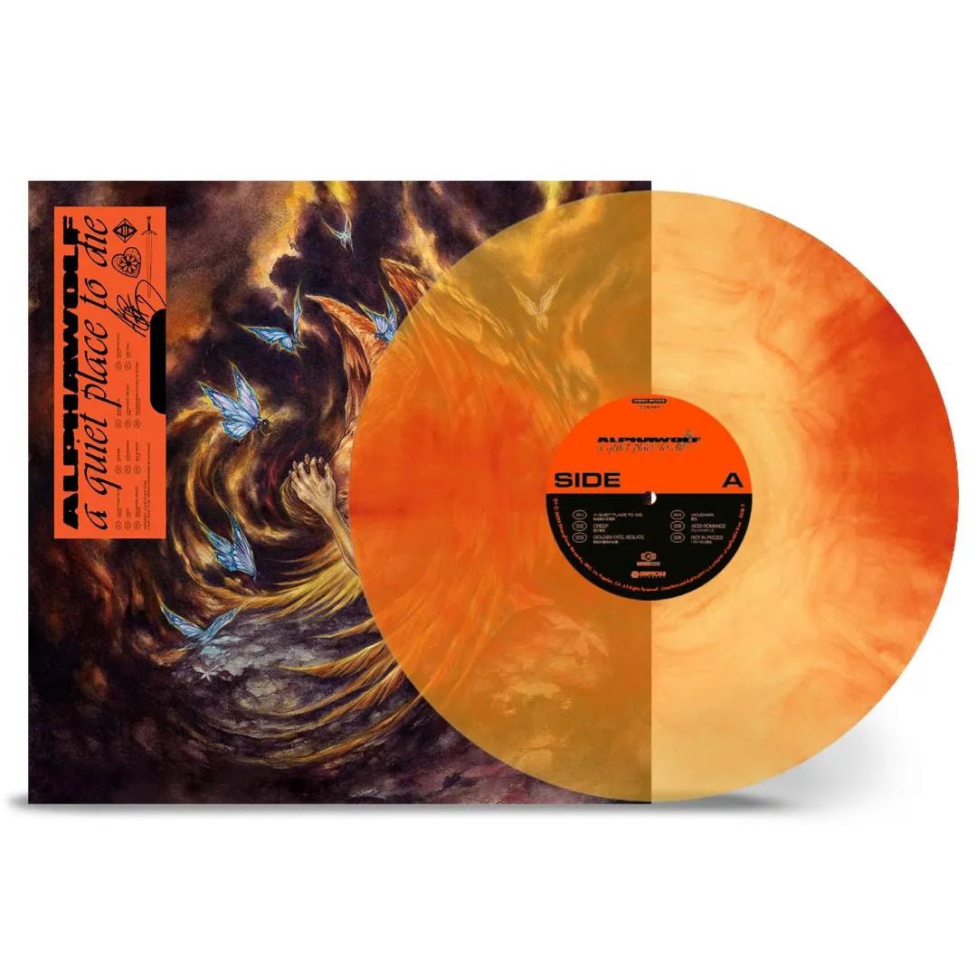 Orange vinyl pressing of A Quiet Place to Die by Alpha Wolf with full artwork sleeve