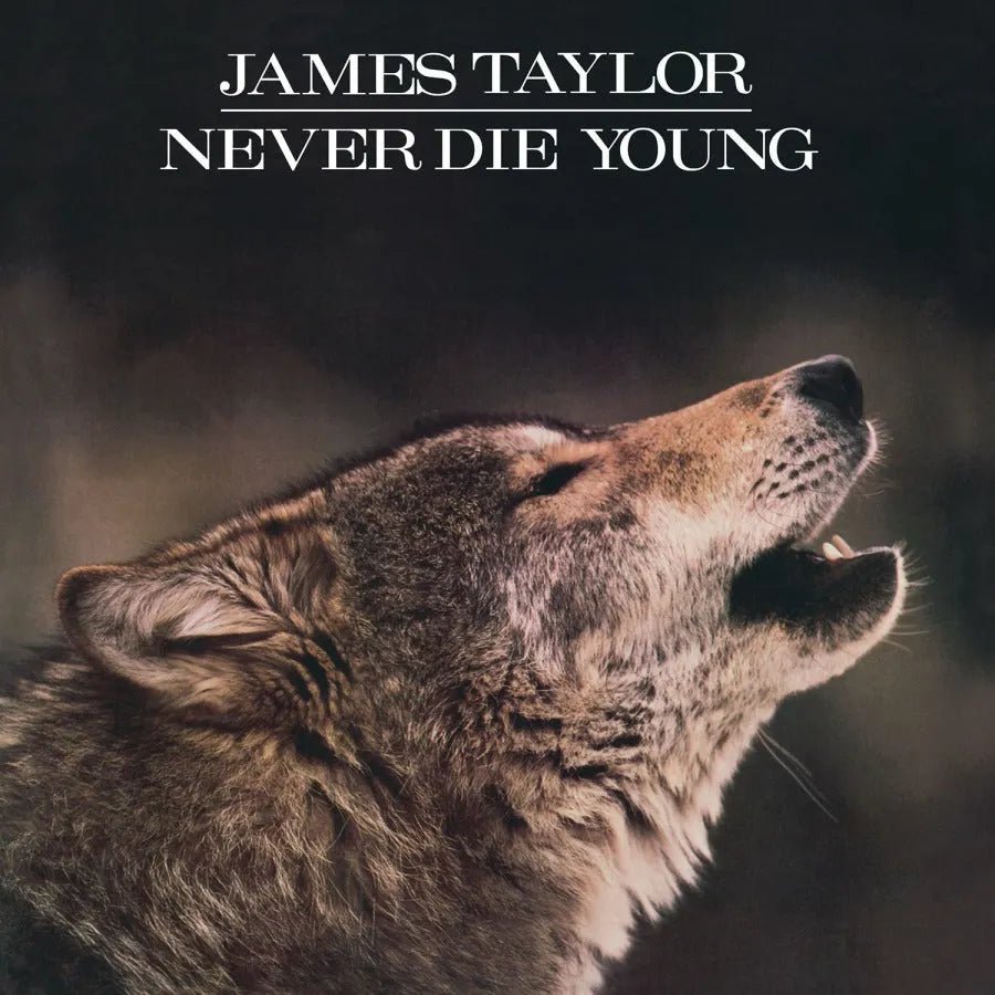 James Taylor Never Die Young white & black marbled vinyl LP cover