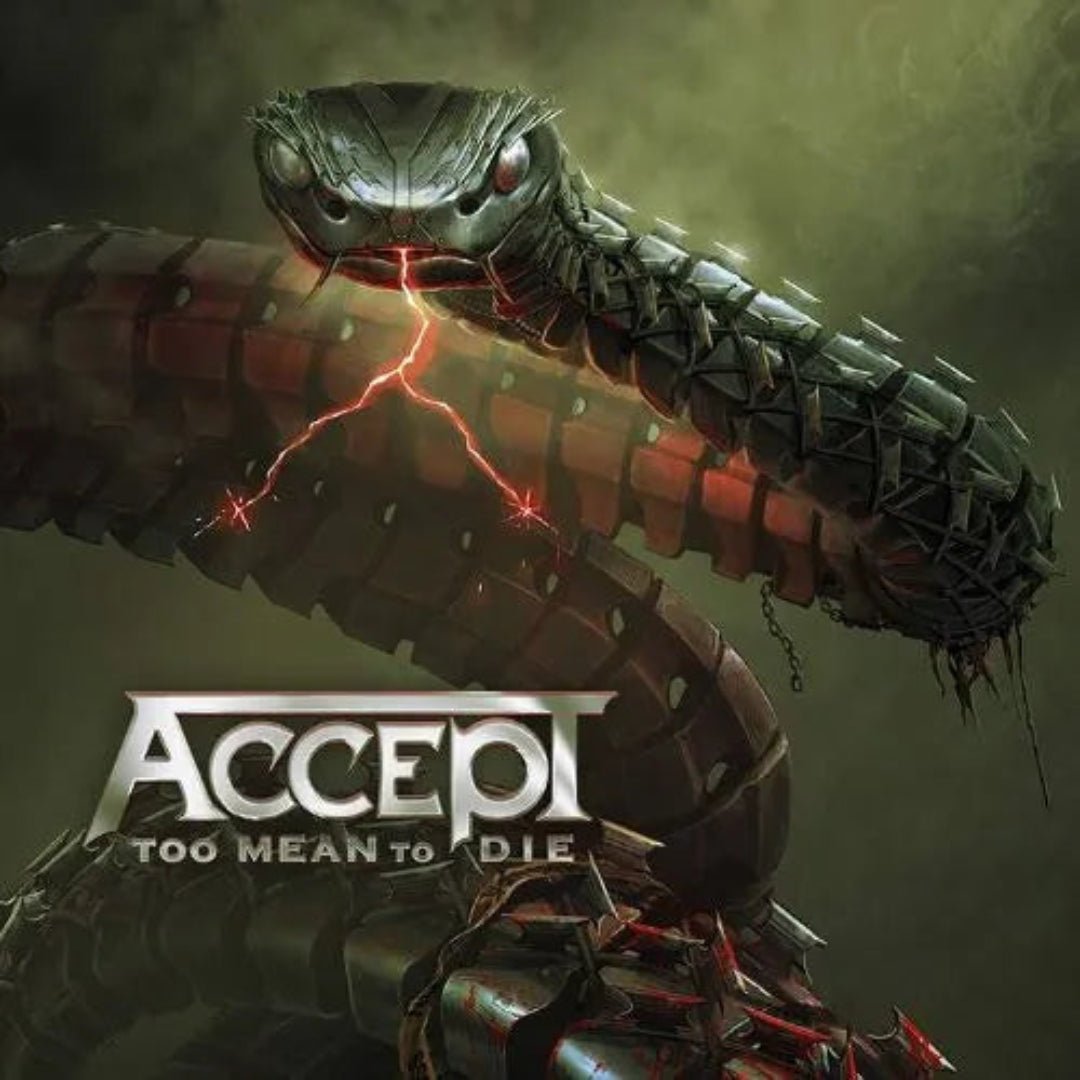 Fierce heavy metal imagery on Accept’s Too Mean To Die album artwork