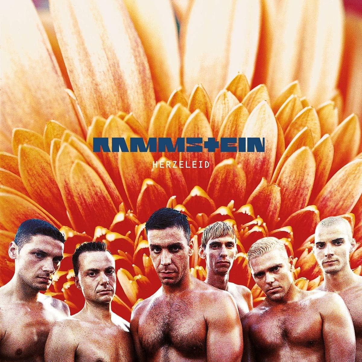 Rammstein – Herzeleid CD cover featuring the band with bold early-90s styling