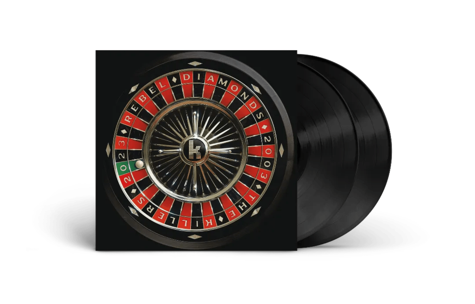 Rebel Diamonds vinyl by The Killers, with hits like Mr. Brightside and Human.