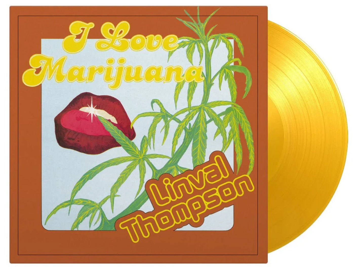 I Love Marijuana by Linval Thompson yellow vinyl record close-up