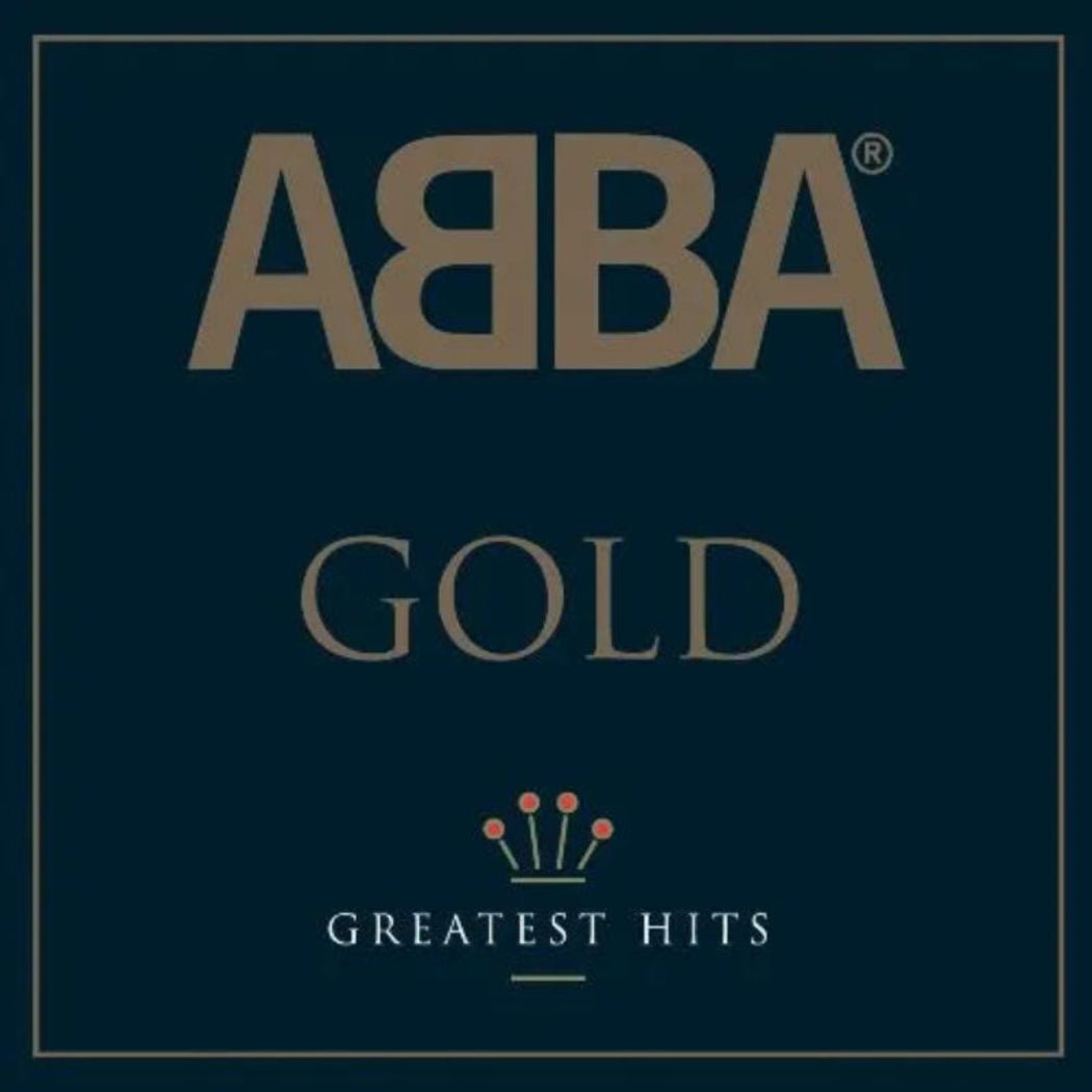 ABBA Gold CD with jewel case packaging featuring classic band logo and tracklist.
