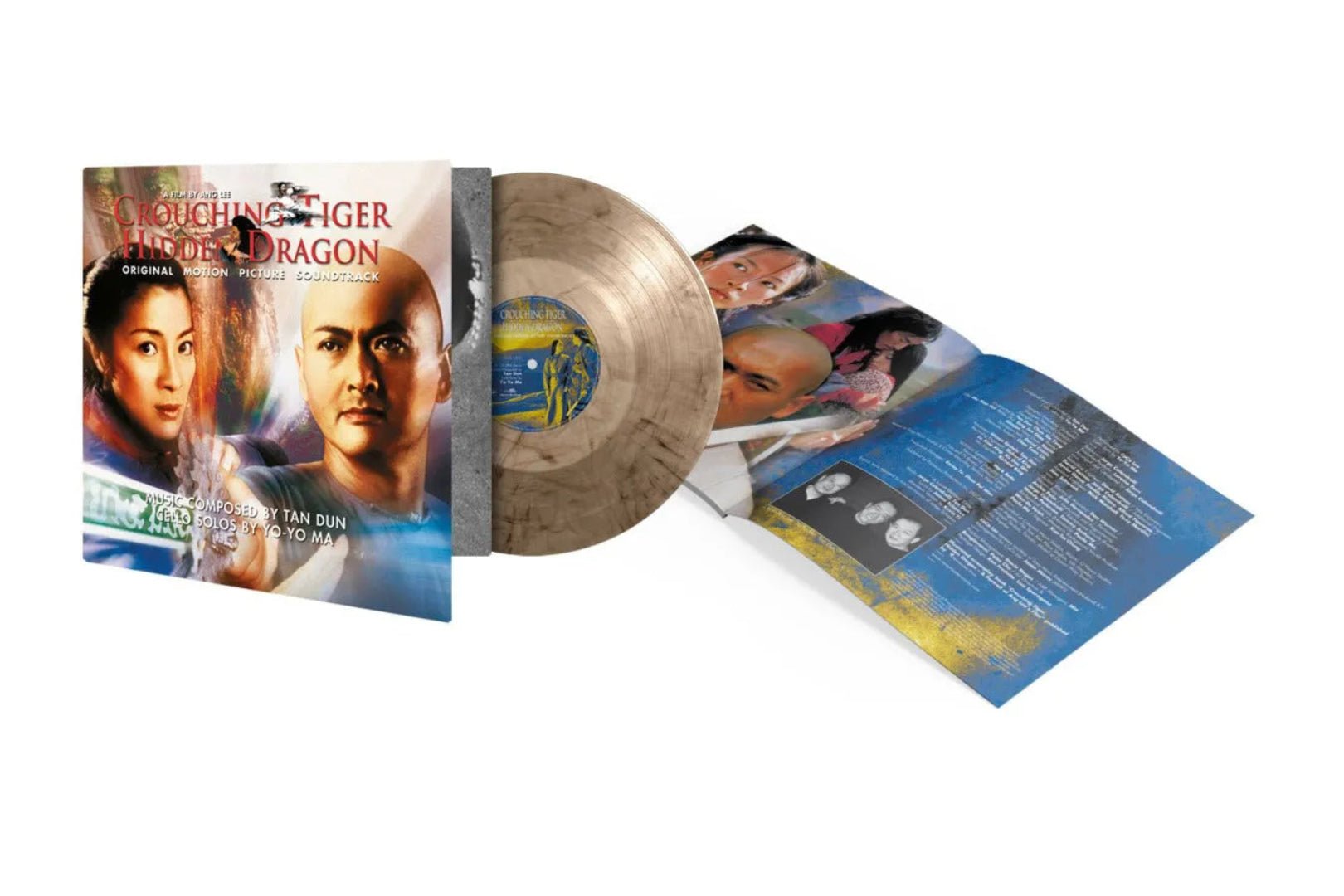 Smoke coloured vinyl record with gatefold sleeve and booklet for Crouching Tiger