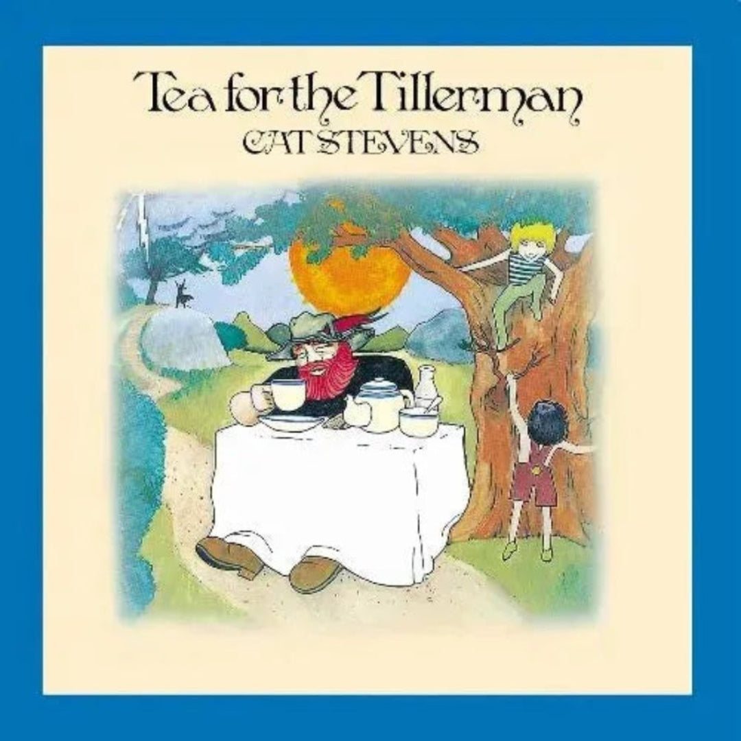 Cat Stevens Tea For The Tillerman album cover featuring illustrated countryside scene.
