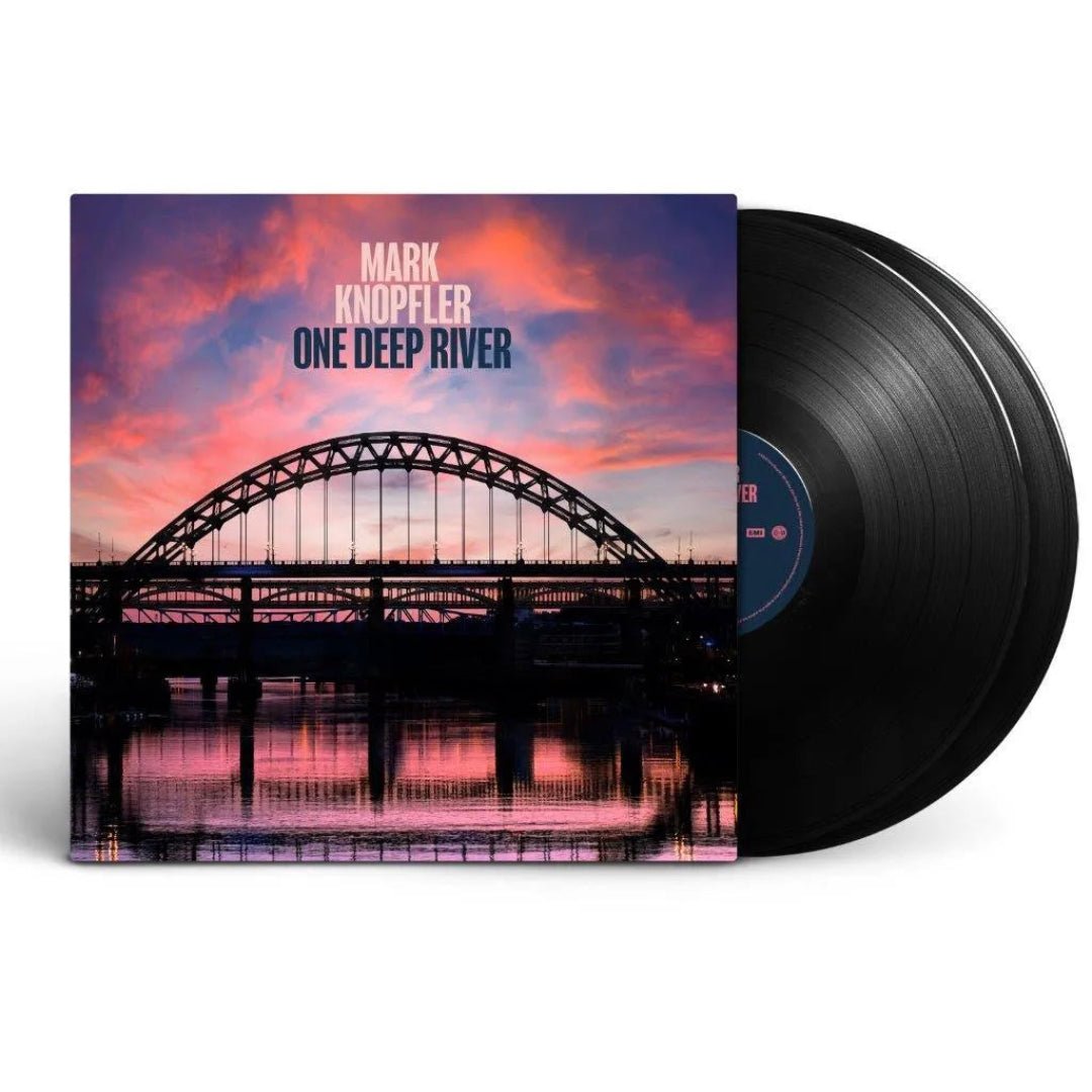 Mark Knopfler One Deep River double vinyl records and gatefold sleeve