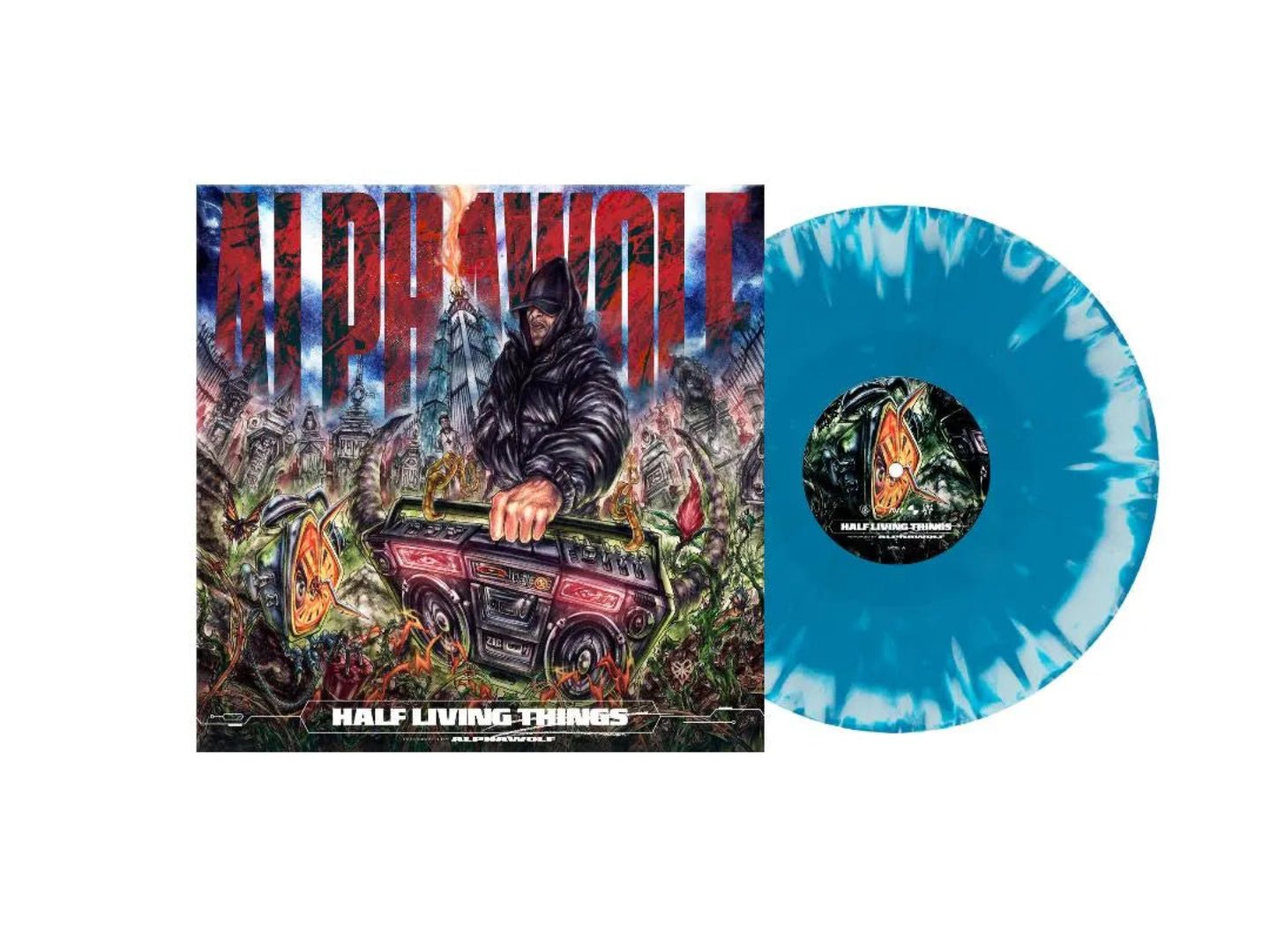 Half Living Things LP/CD by Alpha Wolf with intense visual design and band’s third full-length release