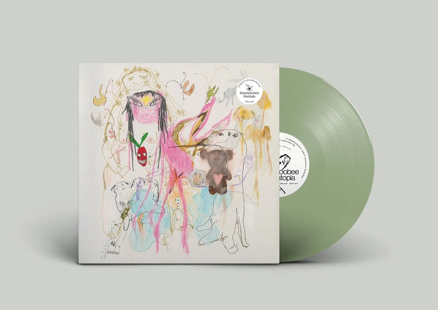 Beatopia vinyl sleeve showing Beabadoobee in colourful surreal landscape