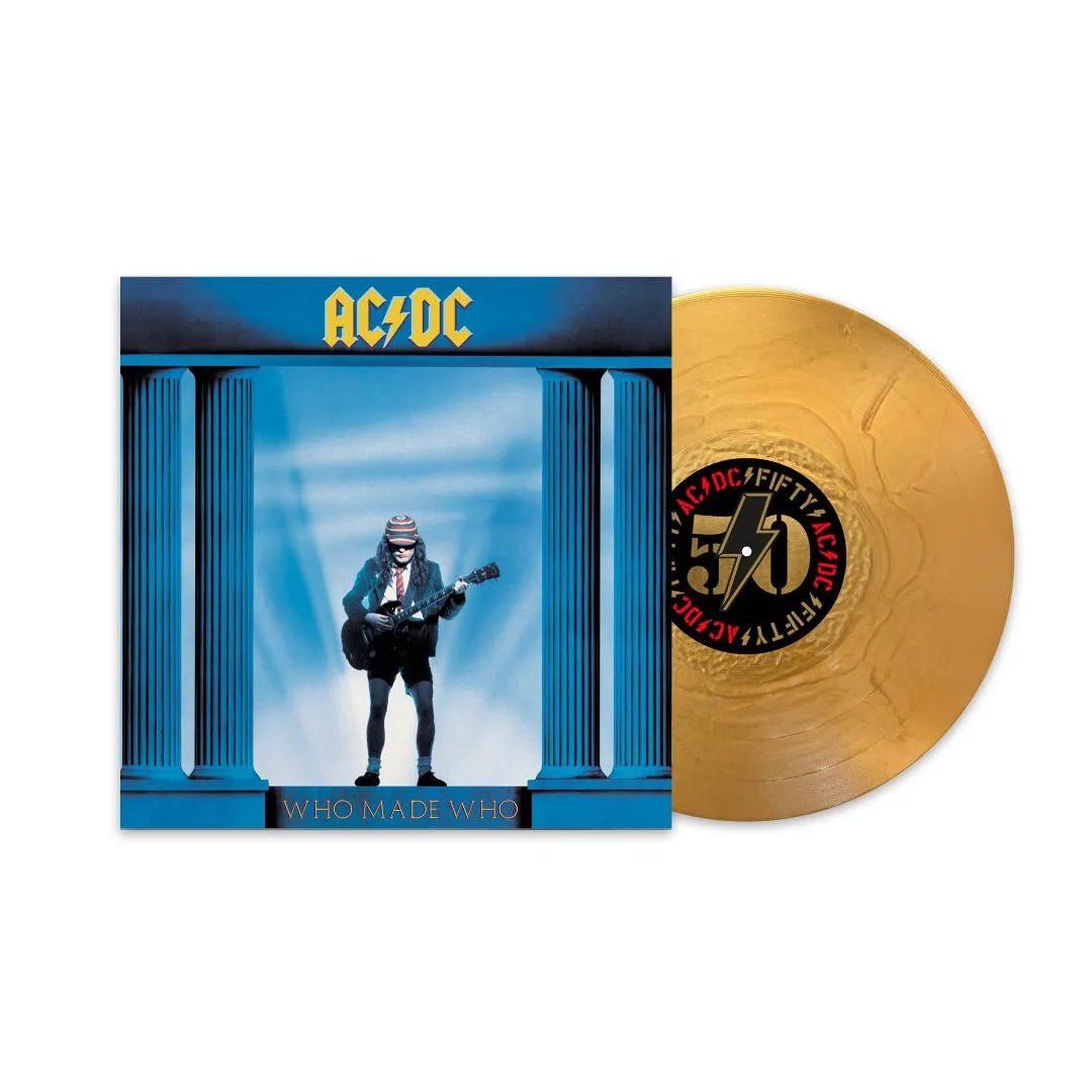 Limited gold vinyl reissue of AC/DC’s Who Made Who with collectible art print
