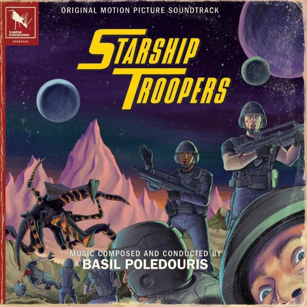 Starship Troopers soundtrack deluxe 2LP vinyl with pulp-inspired sci-fi artwork