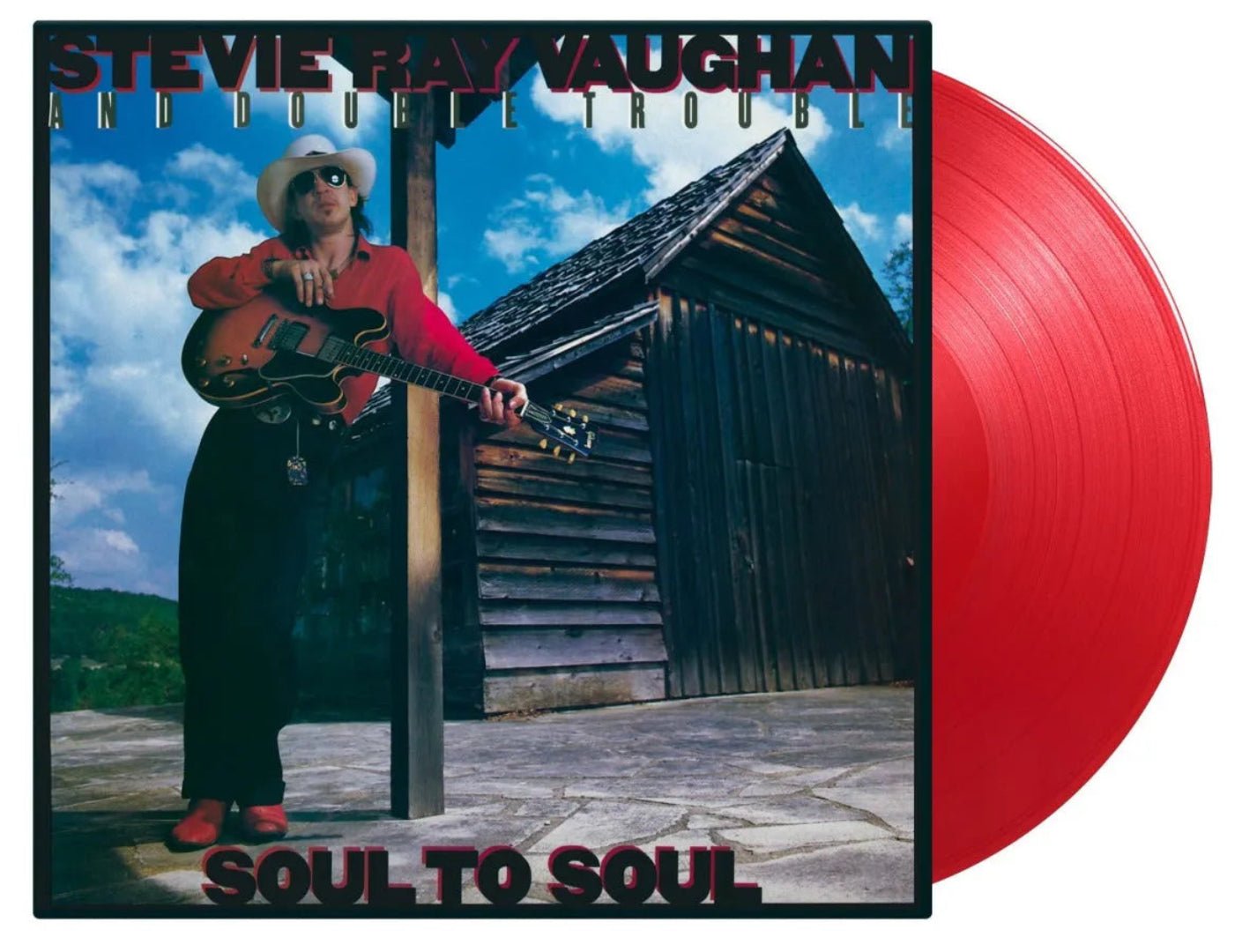 180g translucent red vinyl edition of Soul to Soul by Stevie Ray Vaughan & Double Trouble.
