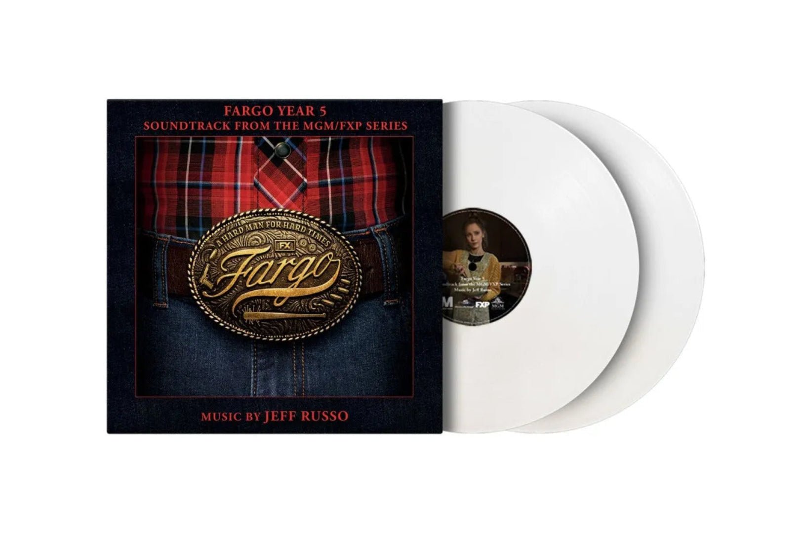 Original soundtrack LP of Fargo Year Five by Jeff Russo on white vinyl, 1000 copies
