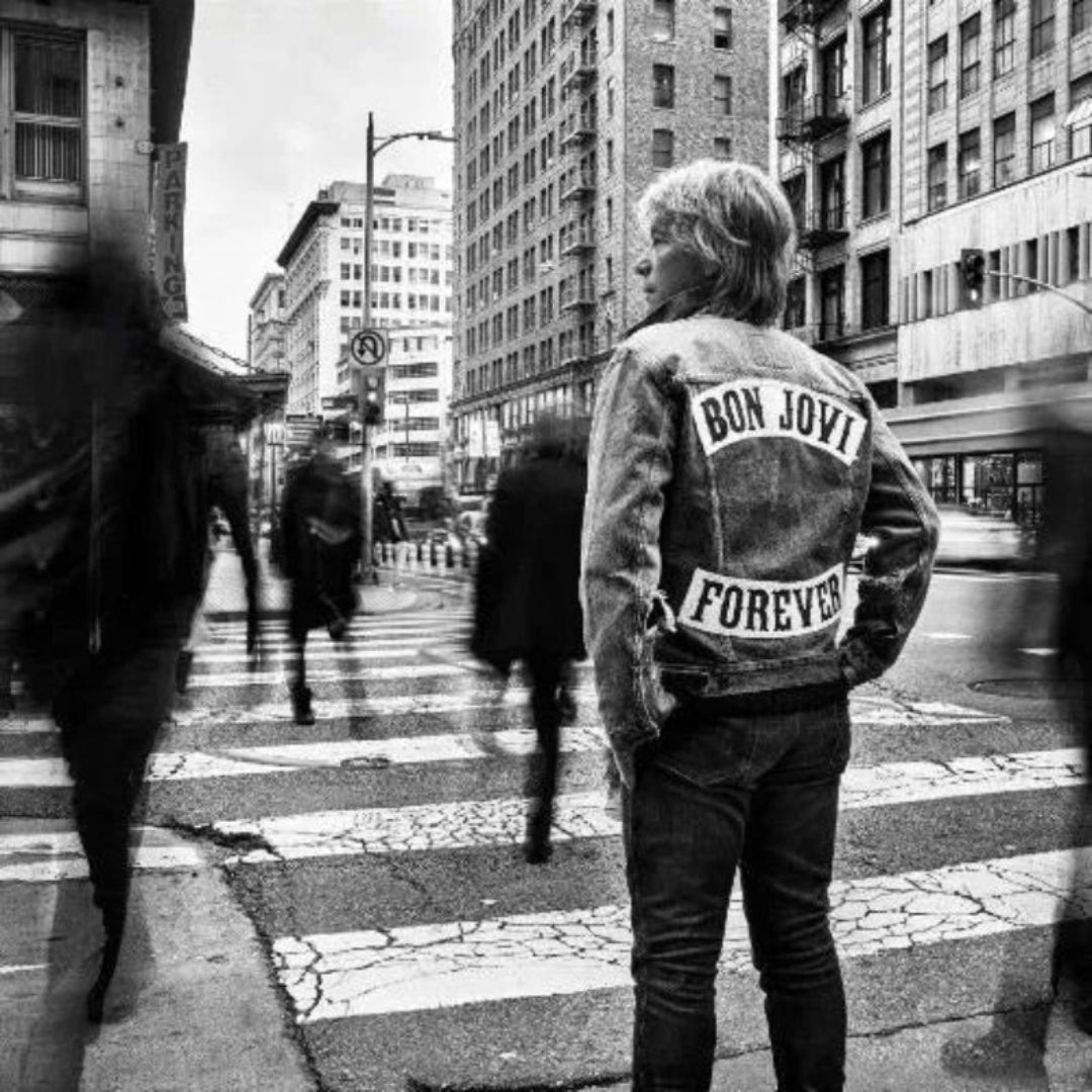 Cover art for Bon Jovi’s album Forever, showcasing the band’s latest release on vinyl.

