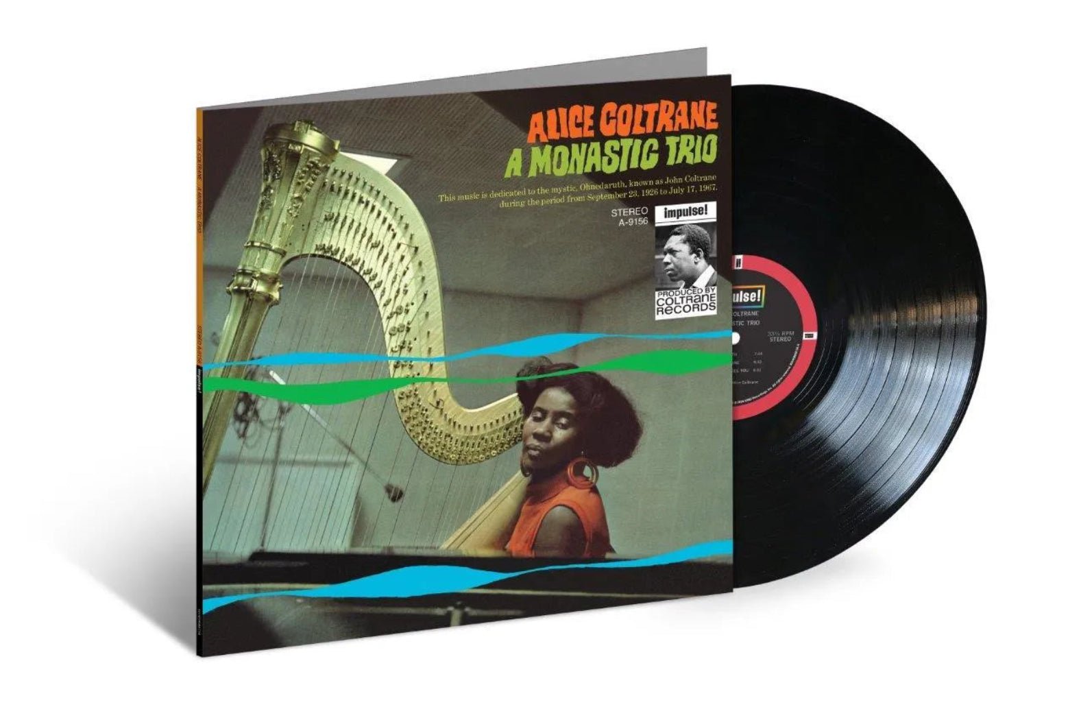 Alice Coltrane A Monastic Trio vinyl sleeve featuring classic design