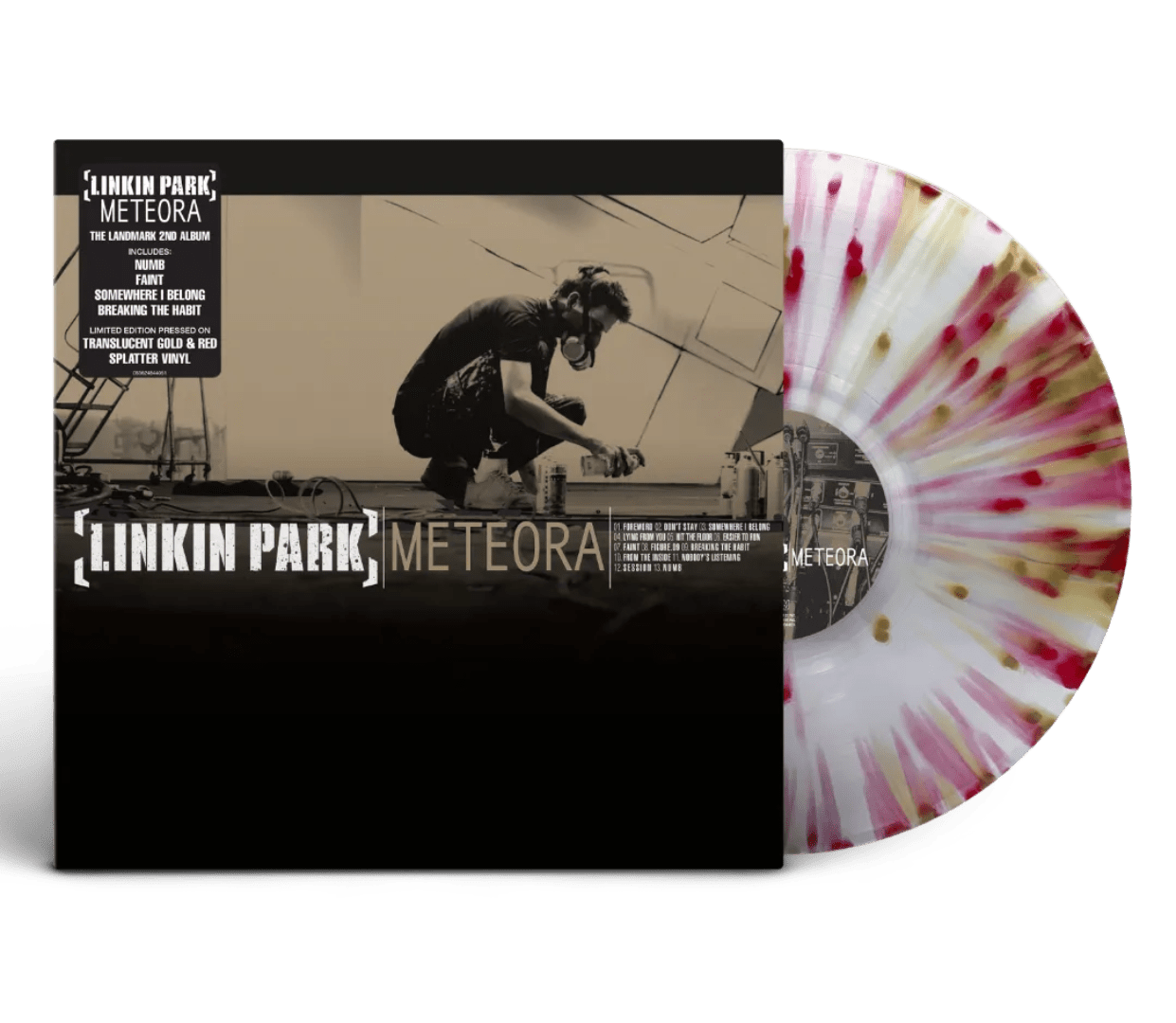 Linkin Park 2003 album Meteora LP collector’s edition on gold and red splatter vinyl