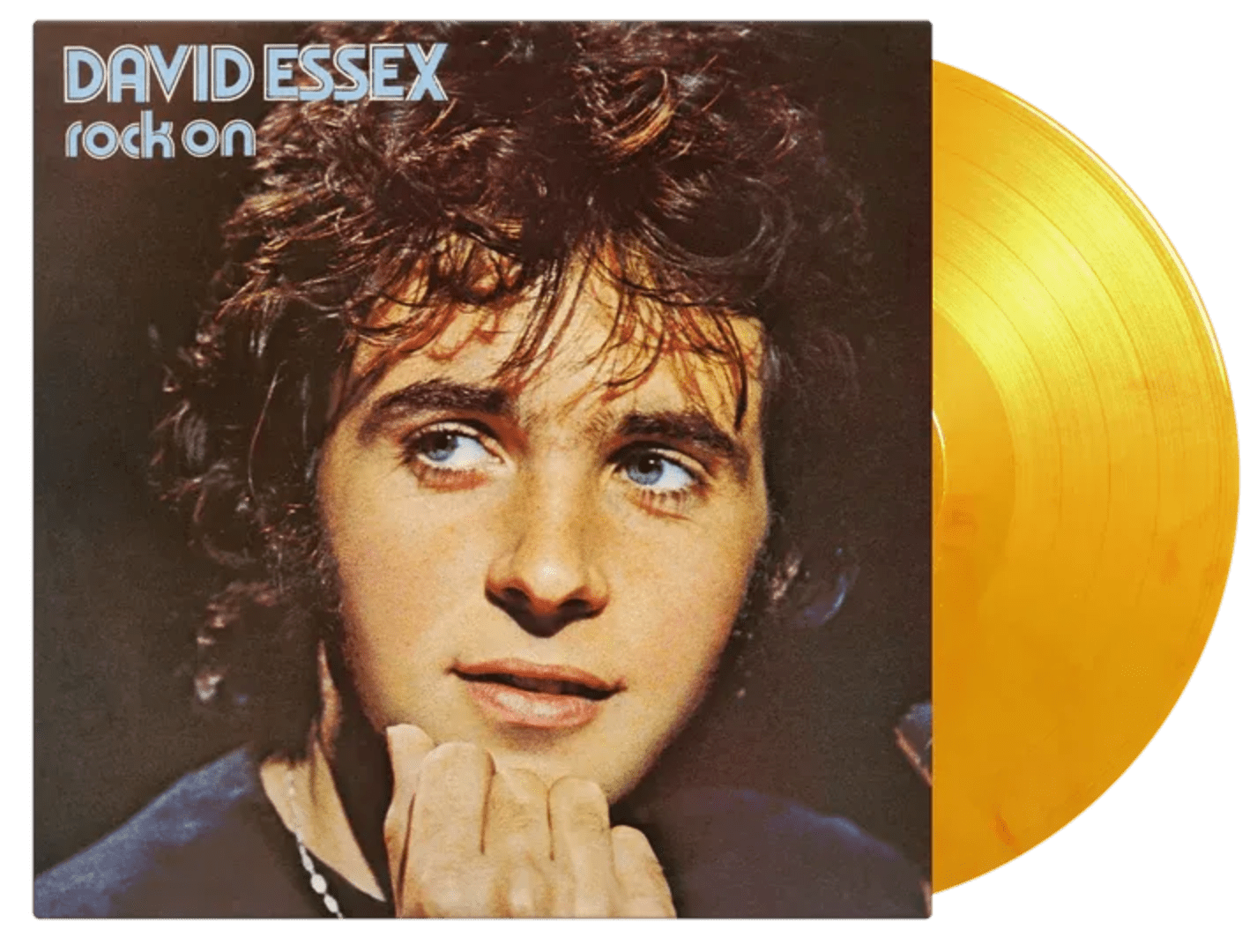 Rock On yellow flame vinyl LP sleeve