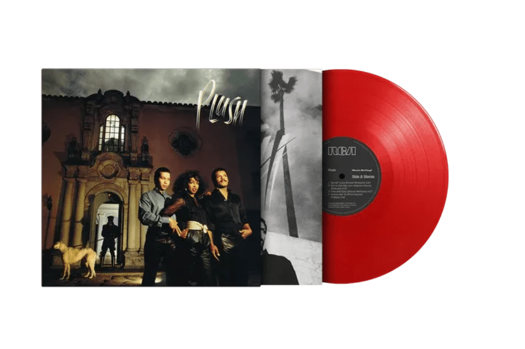 Eighties synth-boogie classic Plush on red coloured vinyl, includes insert and standout tracks
