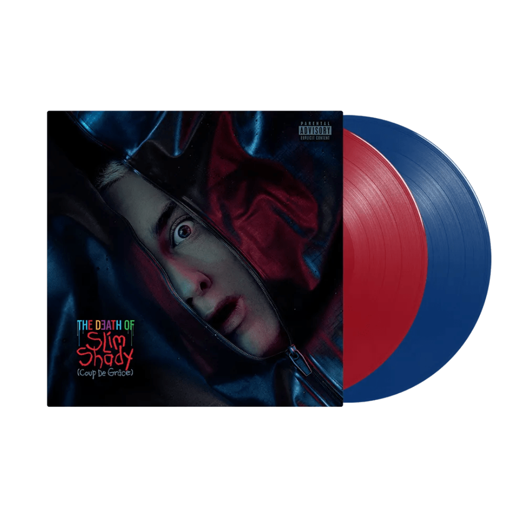 Red and blue opaque vinyl edition of Eminem The Death of Slim Shady