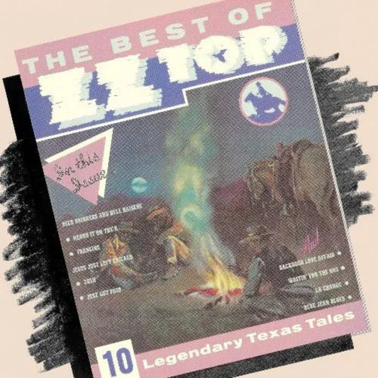 ZZ Top Greatest Hits 1977 album cover with classic band imagery
