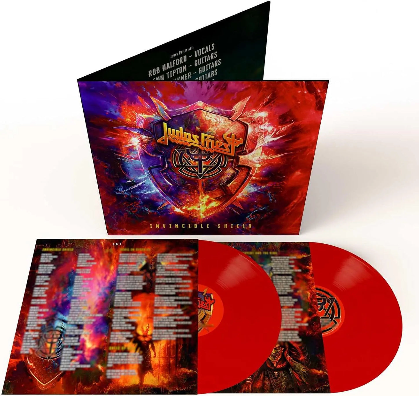 Invincible Shield by Judas Priest double LP red vinyl with classic metal sound