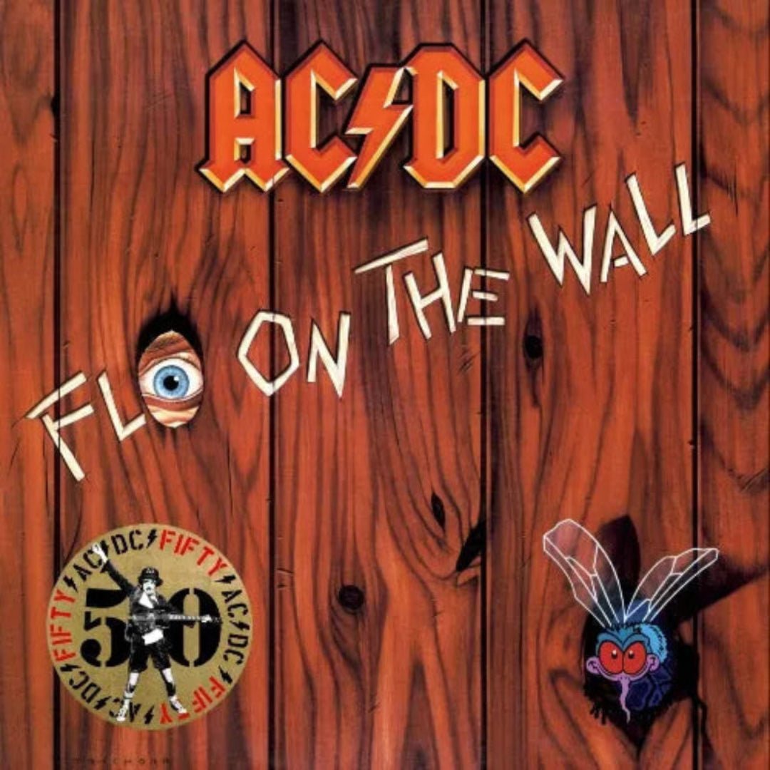 AC/DC Fly on the Wall LP cover featuring animated fly and gritty design