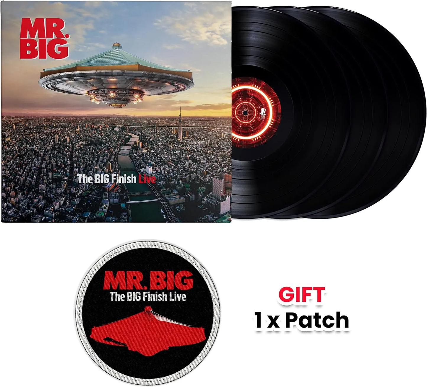 The Big Finish Live Mr Big triple vinyl sleeve design rock release