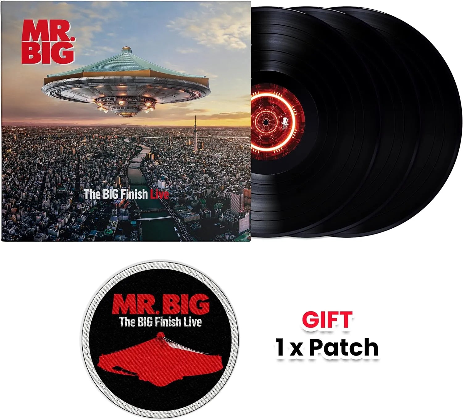 The Big Finish Live Mr Big triple vinyl sleeve design rock release