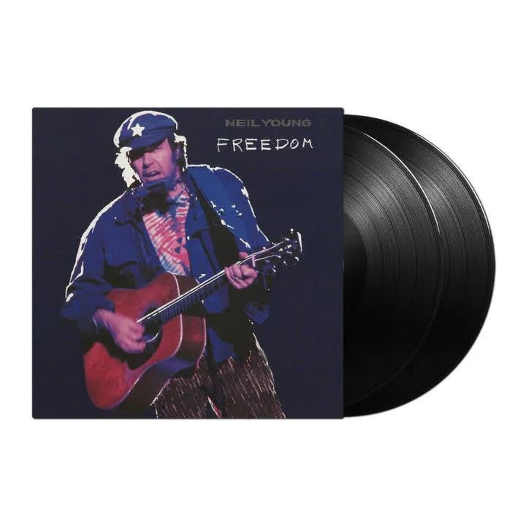 Freedom Neil Young double vinyl set sleeve design