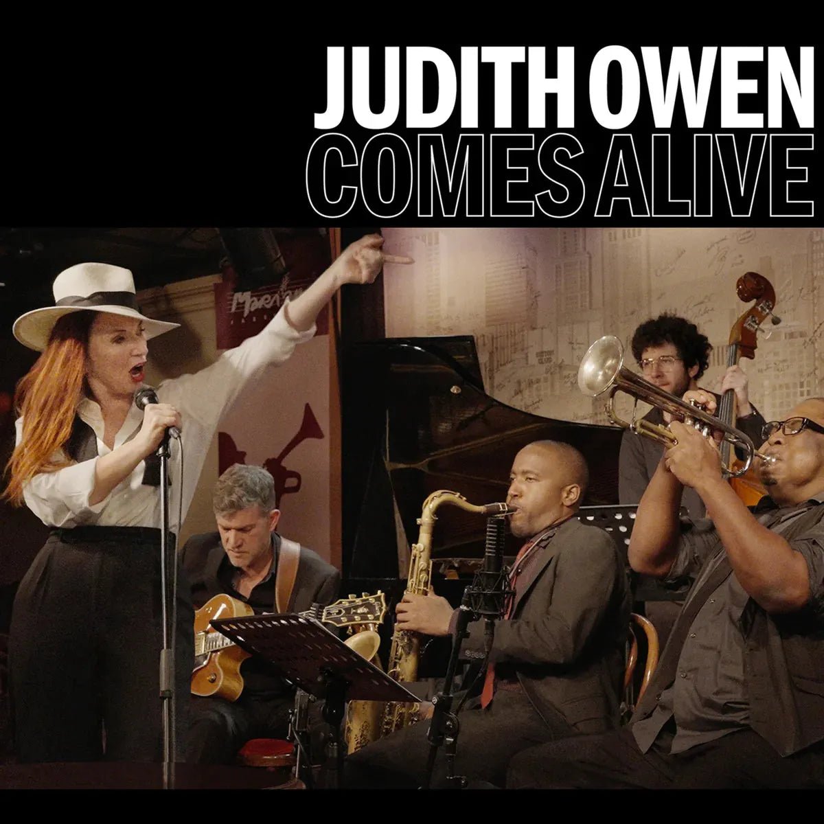Judith Owen Comes Alive CD album with jazz and blues inspired artwork