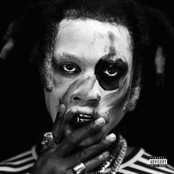 Denzel Curry TA13OO album artwork featuring striking black and white portrait design