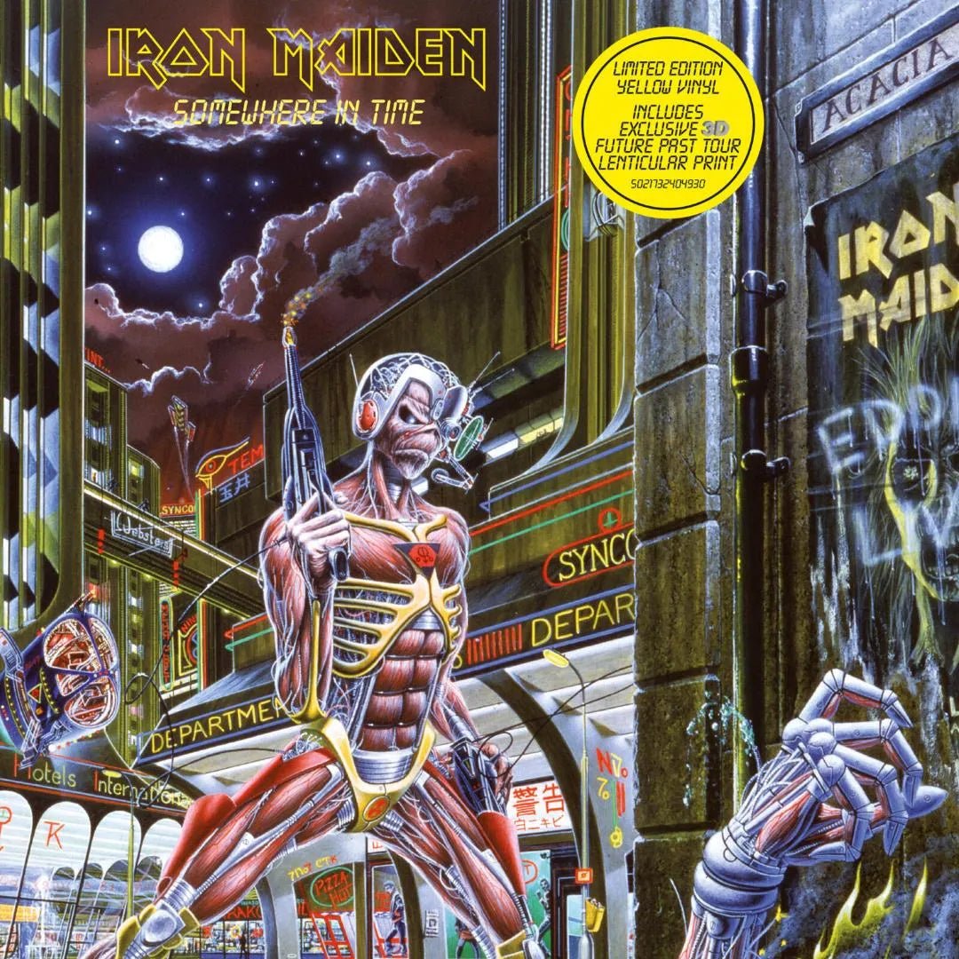 Iron Maiden Somewhere In Time LP yellow vinyl with tour lenticular artwork edition
