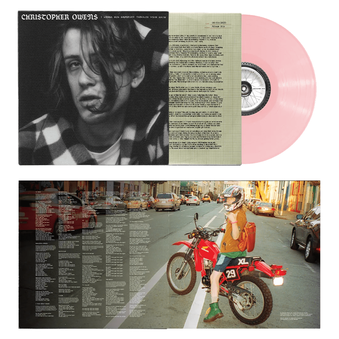 Pink vinyl LP Christopher Owens indie folk album cover artwork design