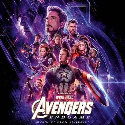 Avengers: Endgame 5th anniversary album cover with superhero artwork