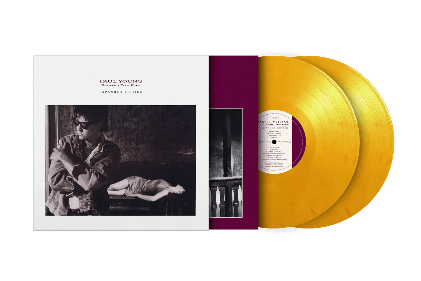 Paul Young Between Two Fires flaming vinyl limited edition with lyric insert

