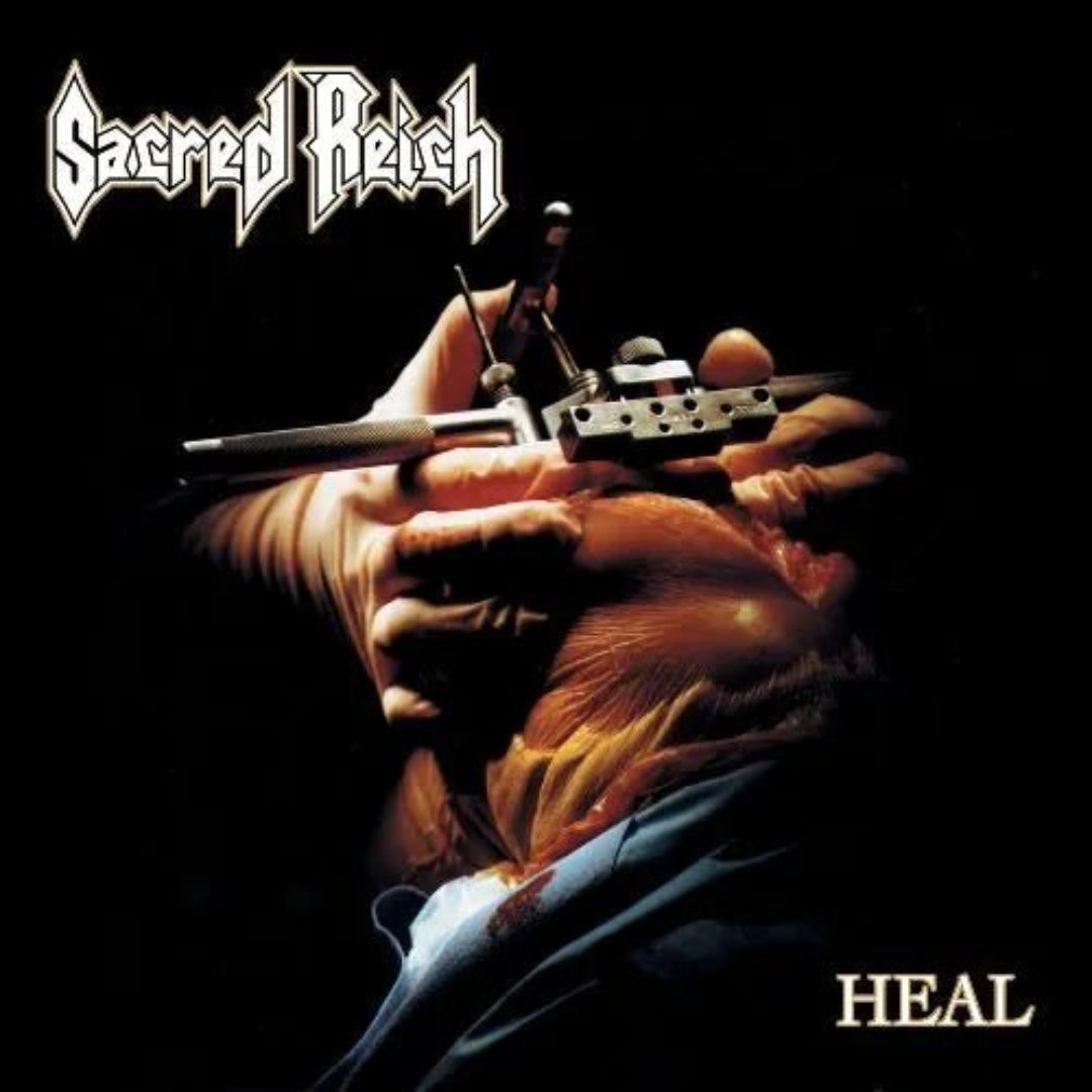 Sacred Reich Heal red orange marbled vinyl LP metal album cover