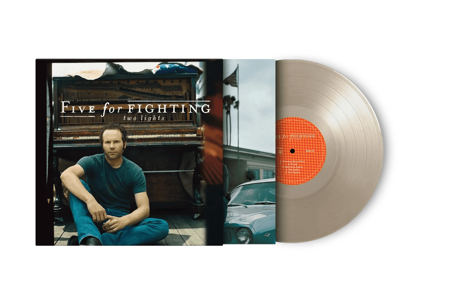 Two Lights by Five for Fighting featuring soft rock-inspired artwork and lyrics.