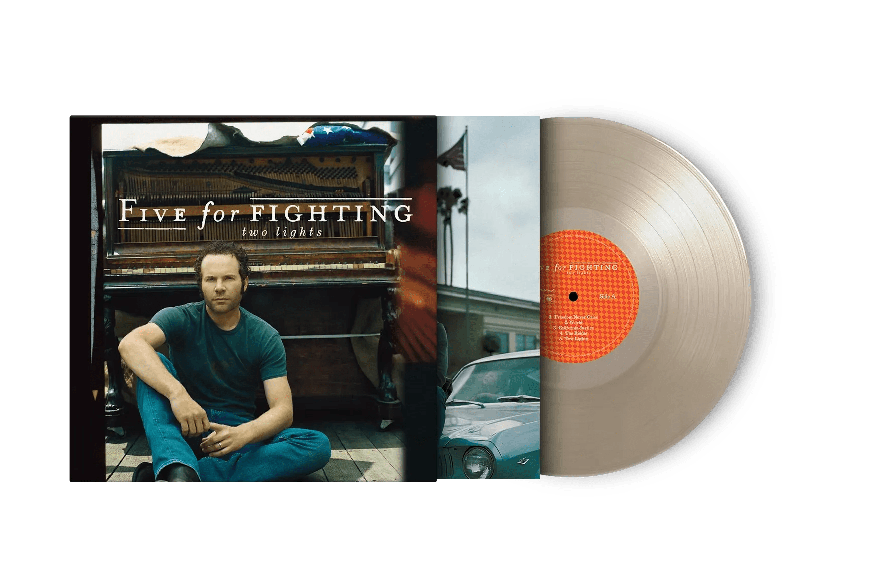 Two Lights by Five for Fighting featuring soft rock-inspired artwork and lyrics.