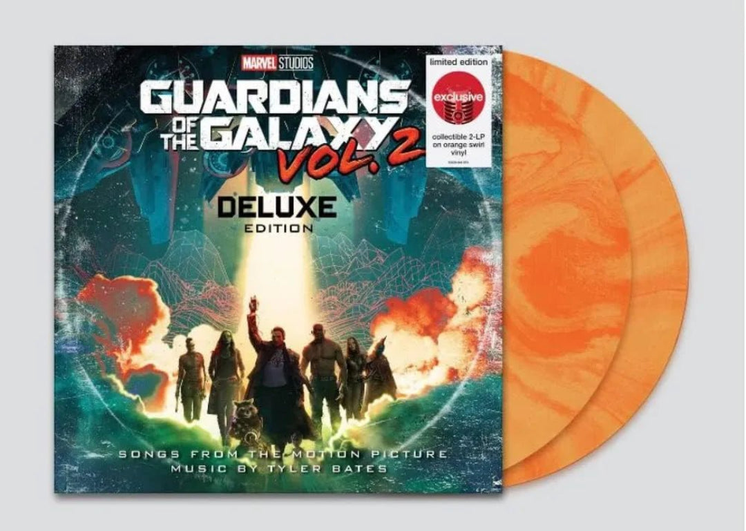 Deluxe 2LP OST Guardians Vol 2 with retro 70s music compilation artwork