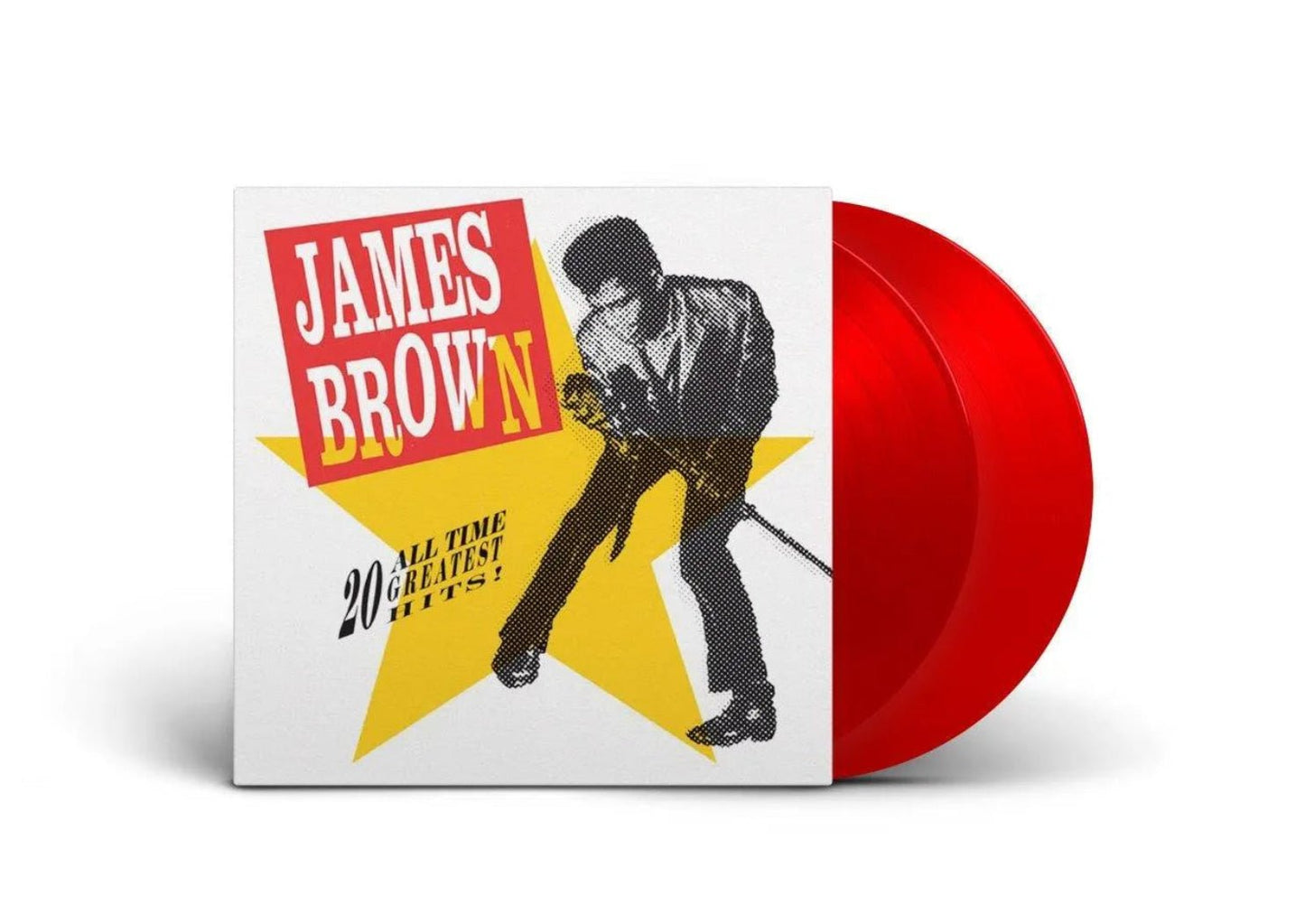 Front cover of James Brown 20 All-Time Greatest Hits first time on vinyl edition