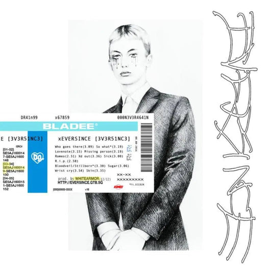 Bladee Eversince LP White Vinyl cover with minimal cloud rap aesthetic